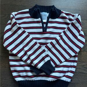 bella bliss Navy and Red Striped Zip-Up Sweater
